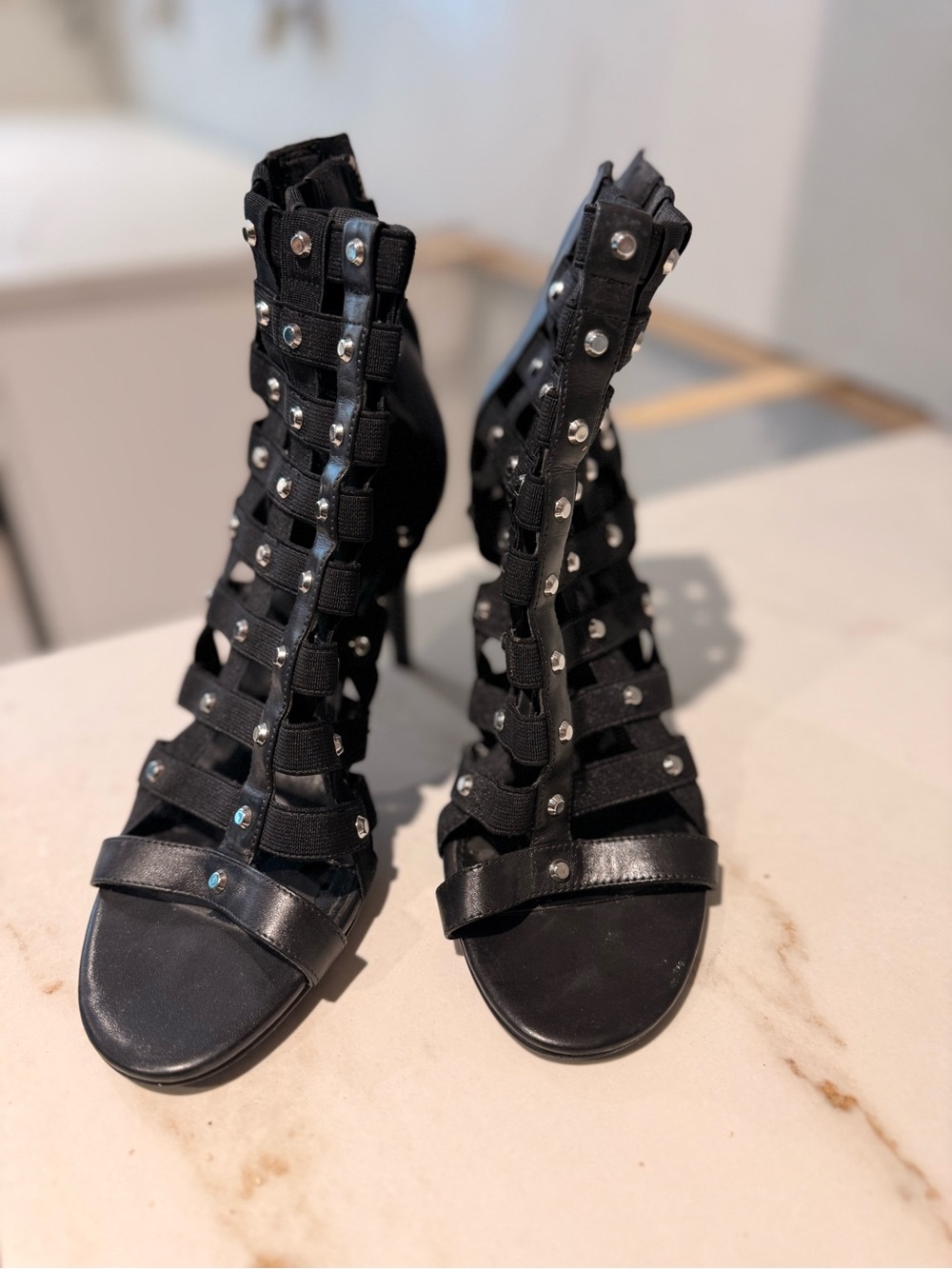 Michael Kors Black Studded Cage High-Heel Sandals